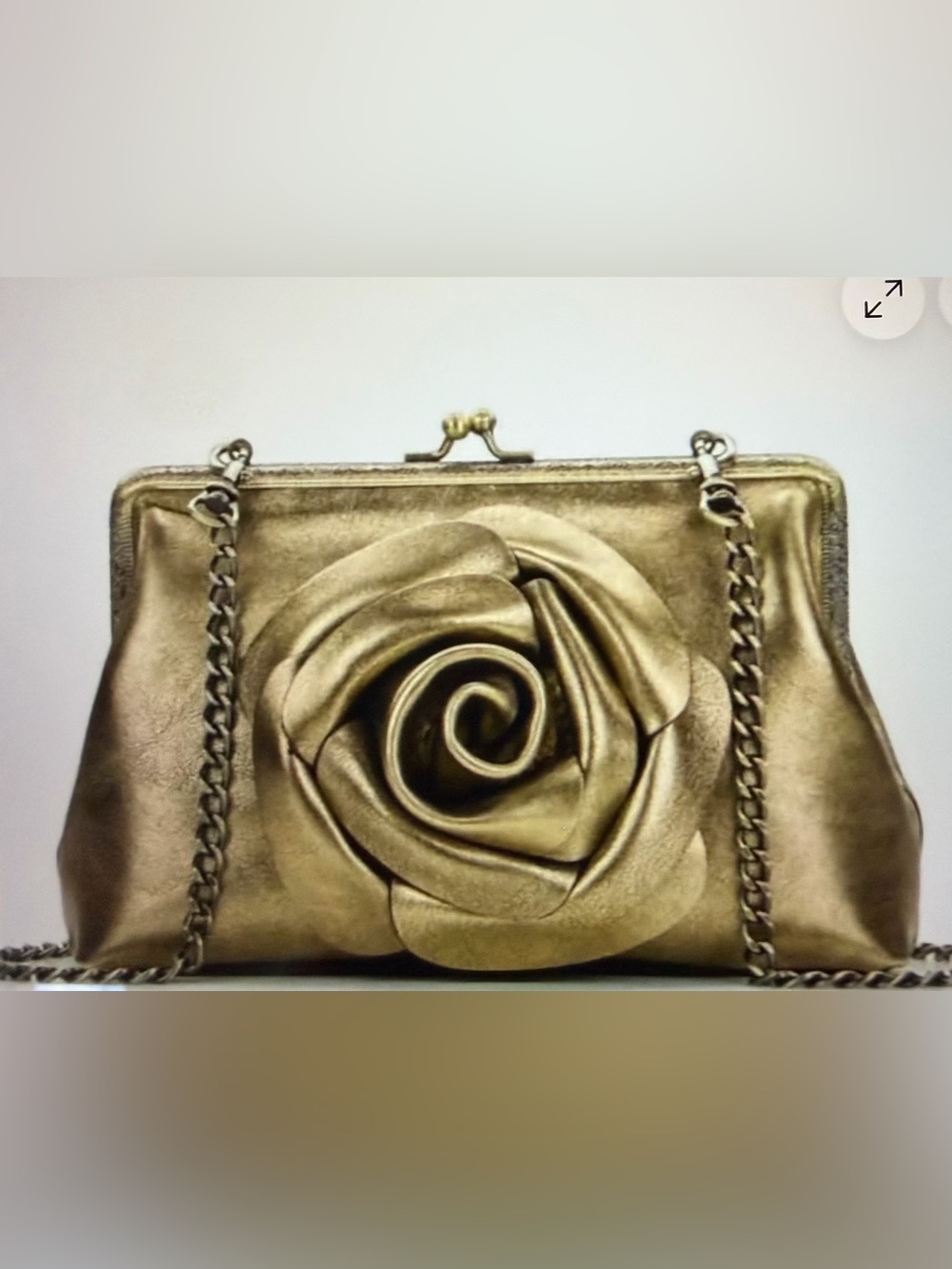 Patricia Nash Borriana Rose Kiss Lock Frame Crossbody Bag Antique Gold NWT